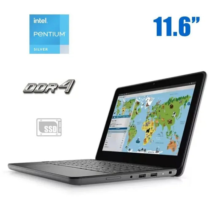 Нетбук Dell Latitude 3120 / 11.6" (1366x768) TN / Intel Pentium Silver N6000 (4 ядра по 1.1 - 3.3 GHz) / 8 GB DDR4 / 128 GB SSD M.2 / Intel UHD Graphics / WebCam / Windows 10 Pro б/в - зображення 1