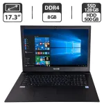 Ноутбук Б-клас Terra Clevo N770WU / 17.3" (1600x900) TN / Intel Core i3-7100U (2 (4) ядра по 2.4 GHz) / 8 GB DDR4 / 128 GB SSD + 500 GB HDD / Intel HD Graphics 620 / WebCam / DVD-ROM б/в