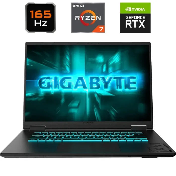 Ігровий ноутбук Gigabyte Gaming A16 (3VHK3EE893SD) / 16" (1920x1200) IPS / AMD Ryzen 7 260 (8 (16) ядер по 3,8 - 5,1 ГГц) / 16 ГБ DDR5 / 512 ГБ SSD / nVidia GeForce RTX 5060, 8 ГБ GDDR7, 128-bit / WebCam - зображення 1