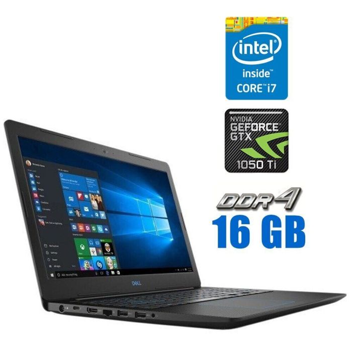 Ігровий ноутбук Dell G3 3579 / 15.6" (1920x1080) IPS / Intel Core i7-8750H (6 (12) ядер по 2.2 - 4.1 GHz) / 16 GB DDR4 / 240 GB SSD + 1000 GB HDD / nVidia GeForce GTX 1050 Ti, 4 GB GDDR5, 128-bit / WebCam б/в - зображення 1