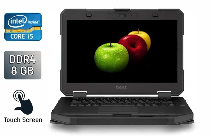 Захищений ноутбук Dell Rugged Latitude 5414 / 14" (1920x1080) IPS Touch / Intel Core i5-6300U (2 (4) ядра по 2.4 - 3.0 GHz) / 8 GB DDR4 / 240 GB SSD / Intel HD Graphics 520 / WebCam / TouchID / Windows 10 б/в - зображення 1