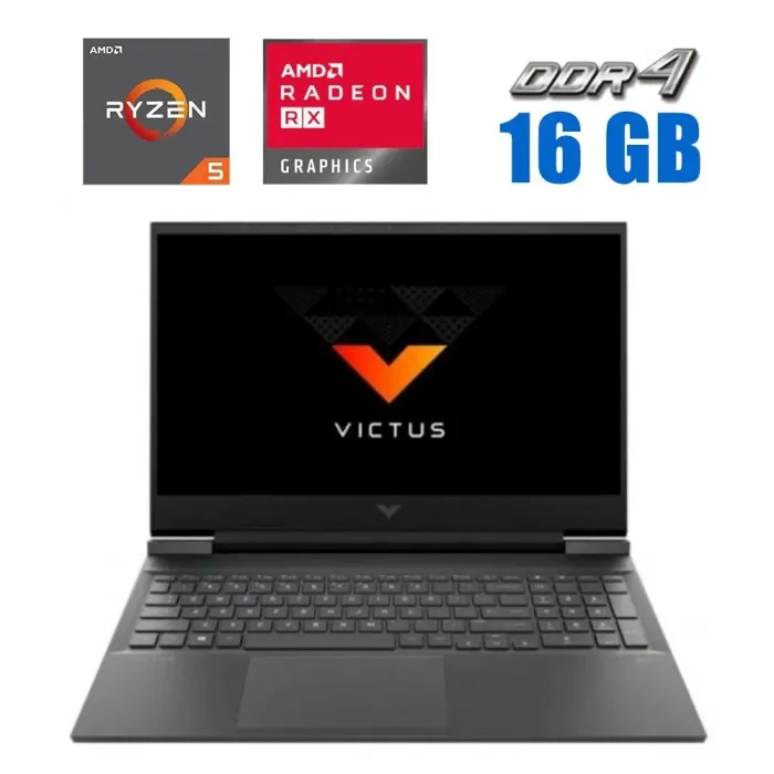 Ігровий ноутбук HP Victus 15-fb0015nr / 15.6" (1920x1080) IPS / AMD Ryzen 5 5600H (6 (12) ядер по 3.3 - 4.2 GHz) / 8 GB DDR4 / 512 GB SSD / AMD Radeon RX 6500M, 4 GB GDDR6, 64-bit / WebCam б/в - зображення 1