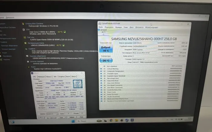 Ультрабук Lenovo ThinkPad T590 / 15.6" (1920x1080) IPS / Intel Core i7-8565U (4 (8) ядра по 1.8 - 4.6 GHz) / 8 GB DDR4 / 256 GB SSD / Intel UHD Graphics / WebCam / Win 11 б/в - зображення 6