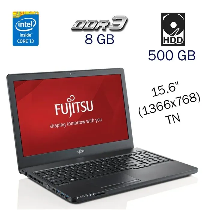 Ноутбук Fujitsu LifeBook A555 / 15.6" TN / Core i3-5005U (2(4) ядра по 2 GHz) / 8GB DDR3 / 500GB HDD / HD Graphics 5500 / WebCam / Win 10 PRO Lic б/в - зображення 1