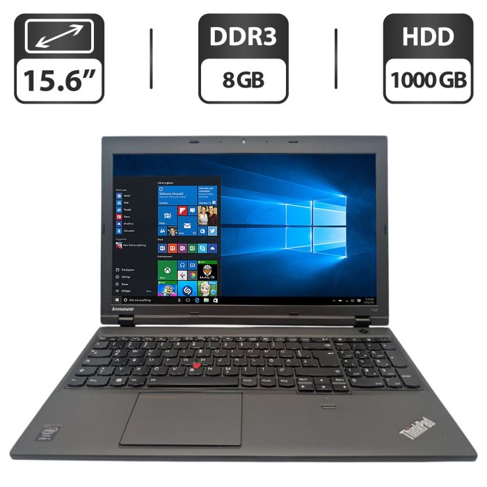 Ноутбук Lenovo ThinkPad L540 / 15.6" (1366x768) TN / Intel Core i3-4000M (2 (4) ядра по 2.4 GHz) / 8 GB DDR3 / 1000 GB HDD / Intel HD Graphics 4600 / WebCam / DVD-ROM б/в - зображення 1