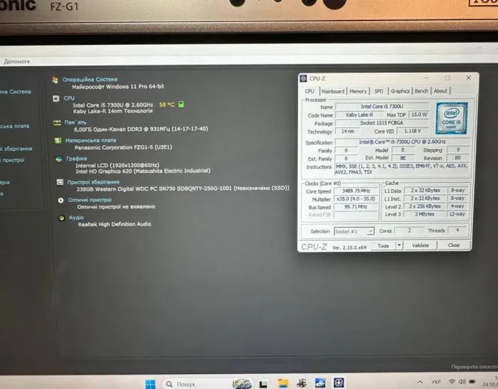 Захищений планшет Panasonic Toughpad FZ-G1 / 10,1" (1920x1200) IPS Touch / Intel Core i5-7300U (2 (4) ядра по 2,6 - 3,5 ГГц) / 8 ГБ DDR3 / 256 ГБ SSD / Intel HD Graphics 620 / WebCam б/в - зображення 9