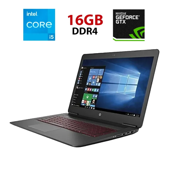 Ігровий ноутбук HP Omen 17-w253dx / 17.3" (1920x1080) IPS / Intel Core i7-7700HQ (4 (8) ядра по 2.8 - 3.8 GHz) / 16 GB DDR4 / 256 GB SSD + 500 GB HDD / nVidia GeForce GTX 1050 Ti, 4 GB GDDR5, 128-bit / WebCam б/в - зображення 1