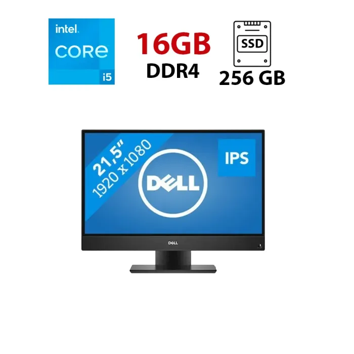 Моноблок Dell OptiPlex 5260 AIO / 21.5" (1920x1080) IPS / Intel Core i5-8500 (6 ядер по 3.0 - 4.1 GHz) / 16 GB DDR4 / 256 GB SSD / Intel UHD 630 / WebCam б/в - зображення 1