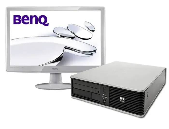 Комплект ПК Б-клас: HP Compaq DC5800 SFF / Intel Core 2 Quad Q6600 (4 ядра по 2.4 GHz) / 4 GB DDR2 / 120 GB SSD / Intel GMA x4500 / DVD-RW + Монітор BenQ GL2230-B / 22" (1920x1080) TN / 1x HDMI, 1x DVI, 1x VGA б/в - зображення 1