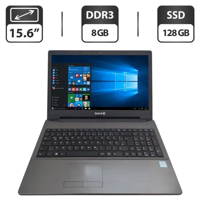 Ноутбук Terra Mobile 1513s / 15.6" (1366x768) TN / Intel Core i3-6100U (2 (4) ядра по 2.3 GHz) / 8 GB DDR3 / 128 GB SSD / Intel HD Graphics 520 / WevCam / DVD-ROM б/в - зображення 1