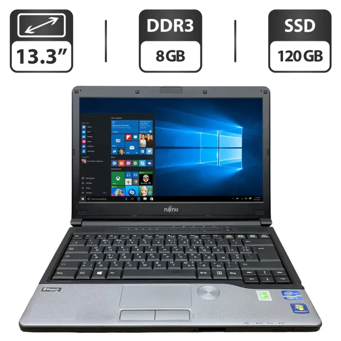Ноутбук Б-клас Fujitsu LifeBook S792 / 13.3" (1366x768) TN / Intel Core i5-3340M (2 (4) ядра по 2.7 - 3.4 GHz) / 8 GB DDR3 / 120 GB SSD / Intel HD Graphics 4000 / Без АКБ б/в - зображення 1