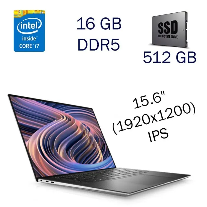 Ігровий ноутбук Dell XPS 15 9520 / 15.6" (1920x1200) IPS / Intel Core i7-12700H (14 (20) ядер по 3.5 - 4.7 GHz) / 16 GB DDR5 / 512 GB SSD / nVidia GeForce RTX 3050, 4 GB GDDR6, 128-bit / WebCam б/в - зображення 1