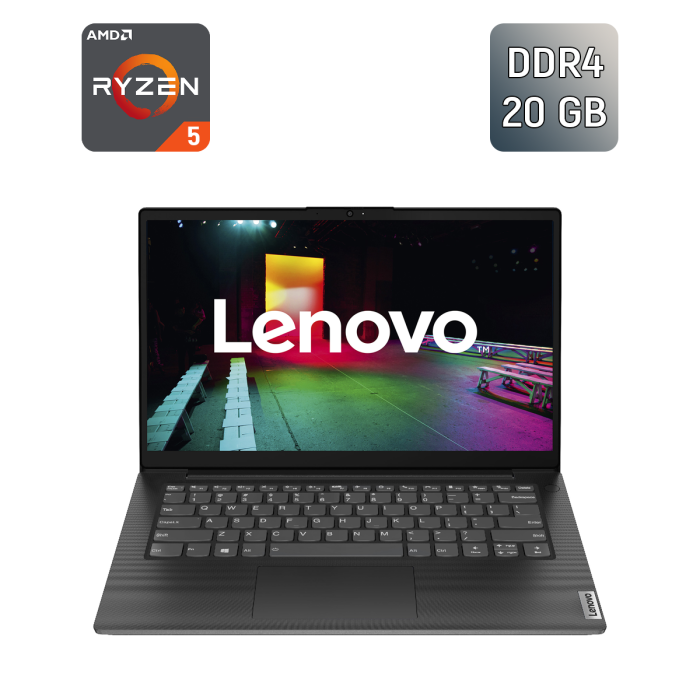 Ультрабук Lenovo V14 G2 / 14" (1920x1080) IPS / AMD Ryzen 5 5500U (6 (12) ядер по 2.1 - 4.0 GHz) / 20 GB DDR4 / 256 GB SSD / AMD Radeon Graphics 448SP / WebCam / HDMI б/в - зображення 1