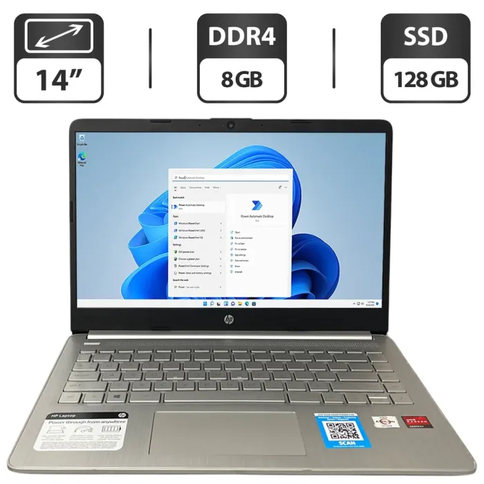 Ноутбук HP Pavilion 14-fq0051nr / 14" (1366x768) TN / AMD Athlon Silver 3050U (2 (4) ядра по 2.2 - 3.2 GHz) / 8 GB DDR4 / 128 GB SSD / AMD Radeon Vega 3 Graphics / WebCam б/в - зображення 1