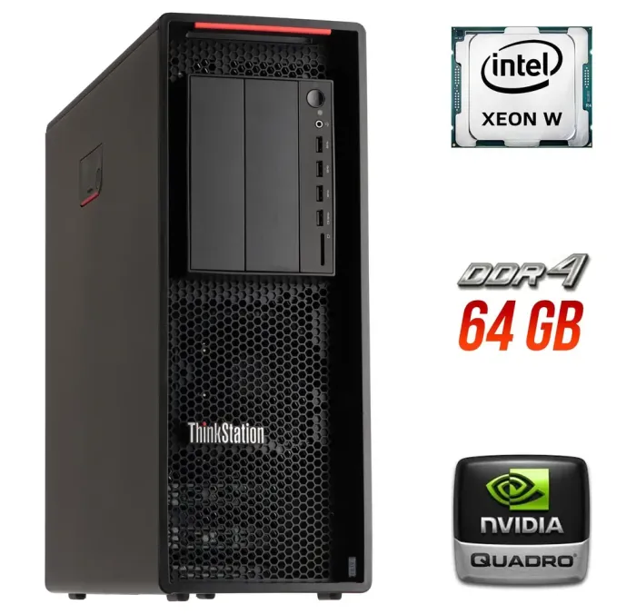Робоча станція Lenovo ThinkStation P520 Tower / Intel Xeon W-2123 (4 (8) ядра по 3.6 - 3.9 GHz) / 64 GB DDR4 / 500 GB SSD + 2000 GB HDD / nVidia Quadro P4000, 8 GB GDDR5, 256-bit / 690W / DisplayPort б/в - зображення 1