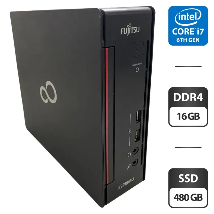 Неттоп Fujitsu Esprimo Q556 USFF / Intel Core i7-6700T (4 (8) ядра по 2.8 - 3.6 GHz) / 16 GB DDR4 / 480 GB SSD / Intel HD Graphics 530 / DisplayPort б/в - зображення 1