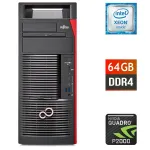 Робоча станція класу B Fujitsu Celsius M770n Tower / Intel Xeon W-2123 (4 (8) ядра по 3,6 - 3,9 ГГц) / 64 ГБ DDR4 / 512 ГБ SSD M.2 / nVidia Quadro P2000, 5 ГБ GDDR5, 160-біт / 450 Вт / DVD-ROM / DisplayPort б/в