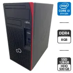 Комп'ютер Fujitsu Esprimo P558 E85 Tower / Intel Core i3-8100 (4 ядра по 3.6 GHz) / 8 GB DDR4 / 128 GB SSD + 500 GB HDD / Intel UHD Graphics 630 б/в