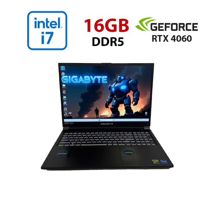 Ігровий ноутбук Gigabyte G6 KF / 16" (1920x1200) IPS / Intel Core i7-13620H (10 (16) ядер по 3,6 - 4,9 ГГц) / 16 ГБ DDR5 / 1000 ГБ SSD / nVidia GeForce RTX 4060, 8 ГБ GDDR6, 128-біт / Веб-камера б/в - изображение 1