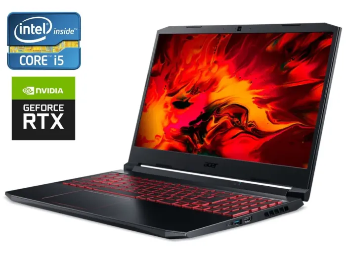 Ігровий ноутбук Acer Nitro 5 AN515-55 / 15.6" (1920x1080) IPS / Intel Core i5-10300H (4 (8) ядра по 2.5 - 4.5 GHz) / 16 GB DDR4 / 512 GB SSD / nVidia GeForce GTX 1650 Ti, 4 GB GDDR6, 128-bit / WebCam / Win 11 Home б/в - зображення 1