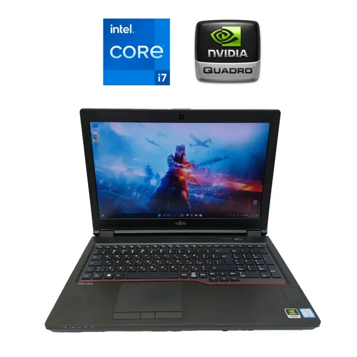 Мобільна робоча станція Б-клас Fujitsu Celsius H780 / 15.6" (1920x1080) IPS / Intel Core i7-8750H (6 (12) ядер по 2.2 - 4.1 GHz) / 32 GB DDR4 / 512 GB SSD / Quadro P600, 4 GB GDDR5, 128-bit / WebCam б/в - зображення 1