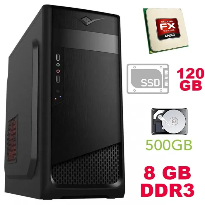 Ігровий ПК Tower / AMD FX-6100 (6 ядер по 3.3-3.9GHz) / 8GB DDR3 / 128 GB SSD+500 GB HDD / nVidia GeForce GTX 950 2GB GDDR5 / БЖ 400W б/в - зображення 1