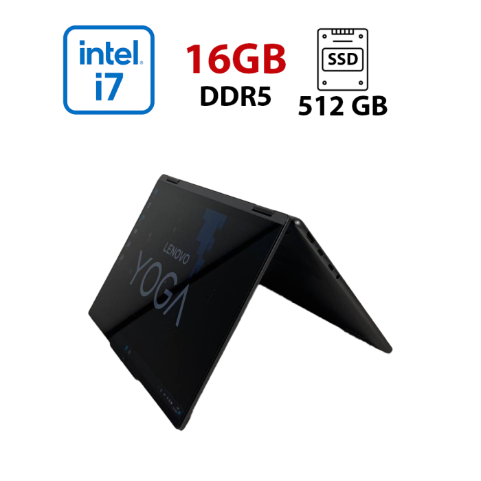 Ультрабук-трансформер Б-клас Lenovo Yoga 7 14IRL8 x360 / 14" (2240x1400) IPS Touch / Intel Core i7-1355U (10 (12) ядра по 1.2 - 5.0 GHz) / 16 GB DDR5 / 512 GB SSD / Intel Iris Xe / WebCam б/в - зображення 1