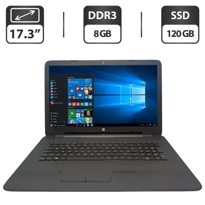 Ноутбук HP 17-x047ng / 17.3" (1600x900) TN / Intel Pentium N3540 (4 ядра по 2.16 - 2.66 GHz) / 8 GB DDR3 / 120 GB SSD / Intel HD Graphics / WebCam / DVD-ROM б/в - зображення 1