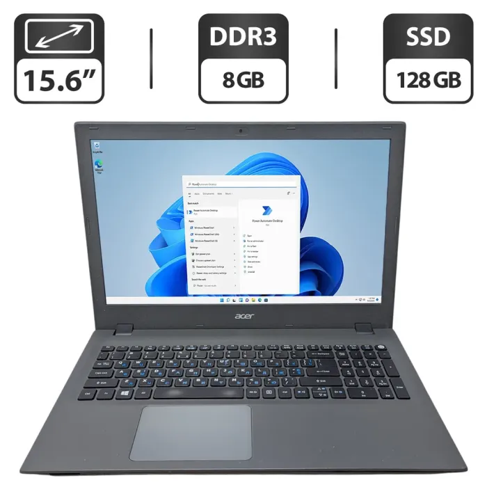 Ноутбук Acer Aspire E5-573 / 15.6" (1366x768) TN / Intel Core i5-5200U (2 (4) ядра по 2.2 - 2.7 GHz) / 8 GB DDR3 / 128 GB SSD / Intel HD Graphics 5500 / WebCam / DVD-ROM б/в - зображення 1