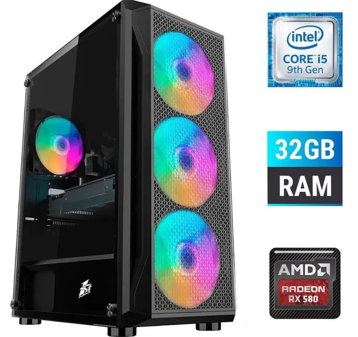 Ігровий ПК Dtop Gaming i598M Tower / Intel Core i5-9400F (6 ядер по 2.9 - 4.1 GHz) / 32 GB DDR4 / 480 GB SSD / AMD Radeon RX 580, 8 GB GDDR5, 256-bit / 500W - зображення 1