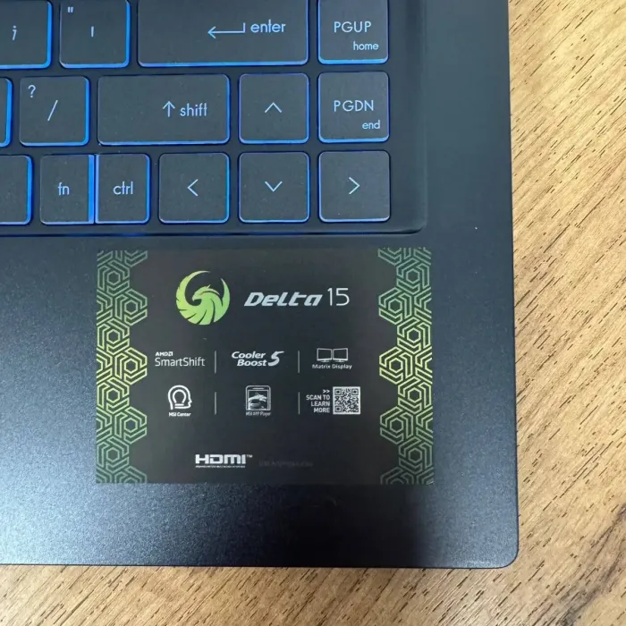 Ігровий ноутбук Б-клас MSI Delta 15 A5EFK / 15.6" (1920x1080) IPS / AMD Ryzen 7 5800H (8 (16) ядер по 3.2 - 4.4 GHz) / 16 GB DDR4 / 1000 GB SSD / AMD Radeon RX 6700M, 10 GB GDDR6, 160-bit / WebCam б/в - зображення 9