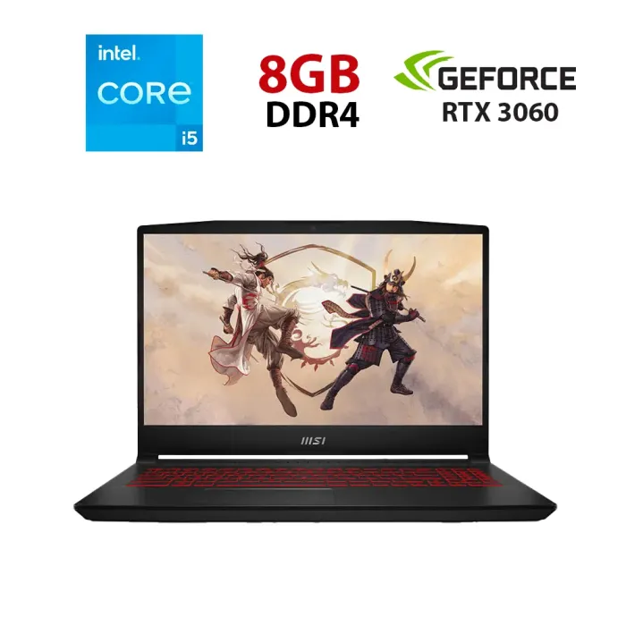 Ігровий ноутбук MSI Katana GF66 11UE-021NEU / 15.6" (1920x1080) IPS / Intel Core i5-11400H (6 (12) ядер по 2.2 - 4.5 GHz) / 8 GB DDR4 / 240 GB SSD / nVidia GeForce RTX 3060, 6 GB GDDR6, 192-bit / WebCam б/в - зображення 1