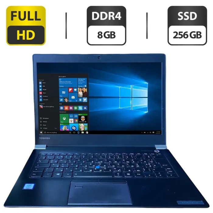 Ноутбук Toshiba Portege x30-E-1GQ / 14" (1920x1080) TN / Intel Core i5-7200U (2 (4) ядра по 2.5 - 3.1 GHz) / 8 GB DDR4 / 256 GB SSD / Intel HD Graphics 620 / WebCam б/в - зображення 1