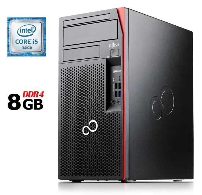 Комп'ютер Fujitsu Esprimo P757/E90+ Tower / Intel Core i5-6500 (4 ядра по 3.2 - 3.6 GHz) / 8 GB DDR4 / no HDD / Intel HD Graphics 530 / 280W / DisplayPort / DVI б/в - зображення 1