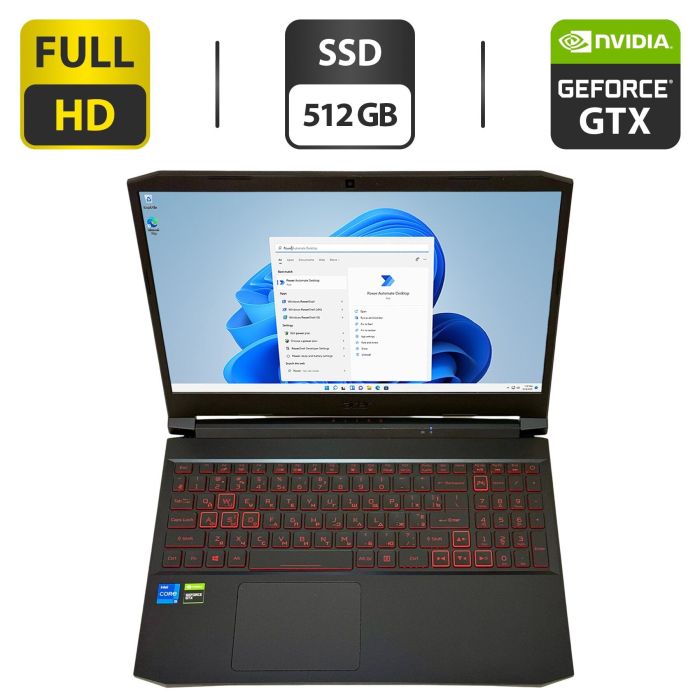 Ігровий ноутбук Acer Nitro 5 AN515-57-56FC / 15.6" (1920x1080) IPS / Intel Core i5-11400H (6 (12) ядер по 2,2 - 4,5 ГГц) / 16 ГБ DDR4 / 512 ГБ SSD / nVidia GeForce GTX 1650, 4 ГБ GDDR6, 128-біт / WebCam б/в - изображение 1