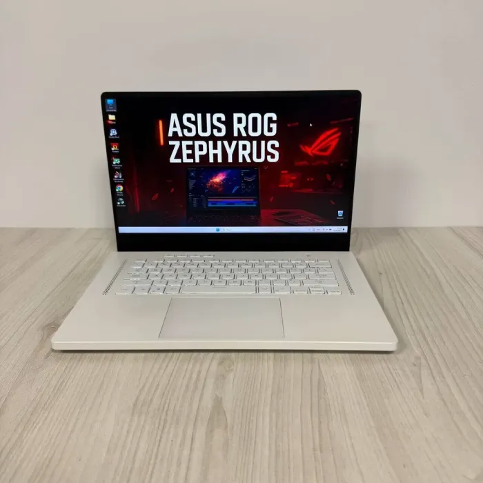 Ігровий ультрабук Б-клас Asus ROG Zephyrus G15 GA503QS White / 15.6" (2560x1440) IPS / AMD Ryzen 9 5900HS (8 (16) ядер по 3.0 - 4.6 GHz) / 32 GB DDR4 / 512 GB SSD NVMe / nVidia GeForce RTX 3080, 8 GB GDDR6, 256-bit б/в - зображення 2