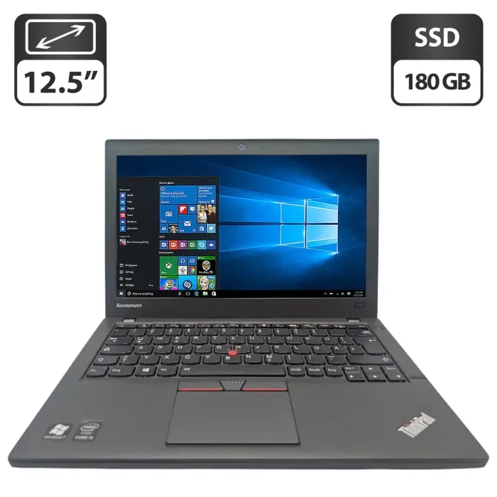 Нетбук Lenovo ThinkPad X250 / 12.5" (1366x768) TN / Intel Core i5-5200U (2 (4) ядра по 2.2 - 2.7 GHz) / 8 GB DDR3 / 180 GB SSD / Intel HD Graphics 5500 / WebCam б/в - зображення 1