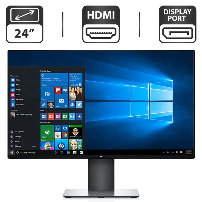 Монітор Dell U2421HE/24" (1920x1080) IPS/HDMI, DisplayPort, USB-Hub/VESA 100x100 + Кабель живлення б/в - зображення 1
