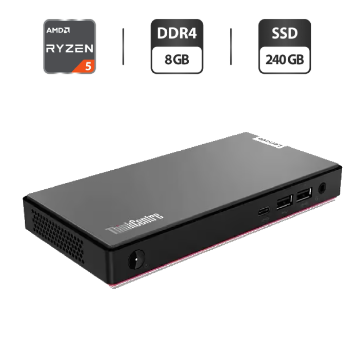Неттоп Lenovo ThinkCentre M75n USFF / AMD Ryzen 5 3500U (4 (8) ядра по 2.1 - 3.7 GHz) / 8 GB DDR4 / 256 GB SSD / AMD Radeon Vega 8 Graphics / DisplayPort / Wi-Fi + Блок живлення б/в - зображення 1