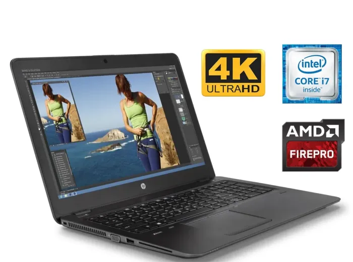 Робоча станція HP ZBook 15u G3 / 15.6" IPS / Intel Core i7-6500U (2 (4) ядра по 2.5-3.1 GHz) / 16 GB DDR4 / 256 GB SSD M.2 / FirePro W4190M, 2GB GDDR5, 128-bit / WebCam / DisplayPort б/в - зображення 1