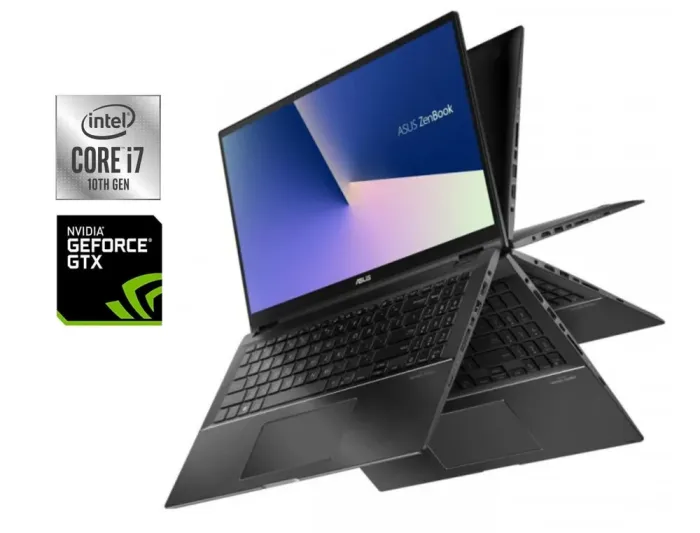 Ігровий ультрабук-трансформер Asus ZenBook Flip Q537FD / 15.6" (3840x2160) IPS Touch / Intel Core i7-10510U (4 (8) ядра по 1.8 - 4.9 GHz) / 16 GB DDR4 / 1000 GB SSD NVMe / nVidia GeForce GTX 1050 Max-Q, 4 GB GDDR5, 128-bit / WebCam б/в - зображення 1