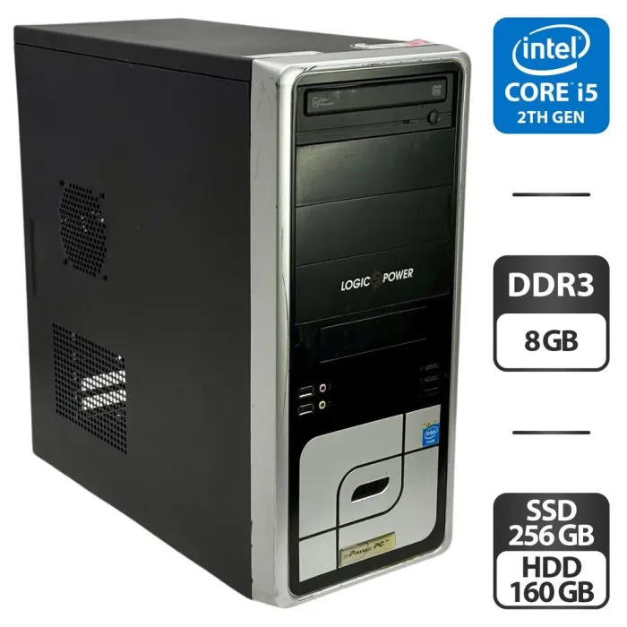 Комп'ютер LogicPower DQ67EP Tower / Intel Core i5-2500S (4 ядра по 2.7 - 3.7 GHz) / 8 GB DDR3 / 256 GB SSD + 160 GB HDD / Intel HD Graphics 2000 / DVD-ROM б/в - зображення 1