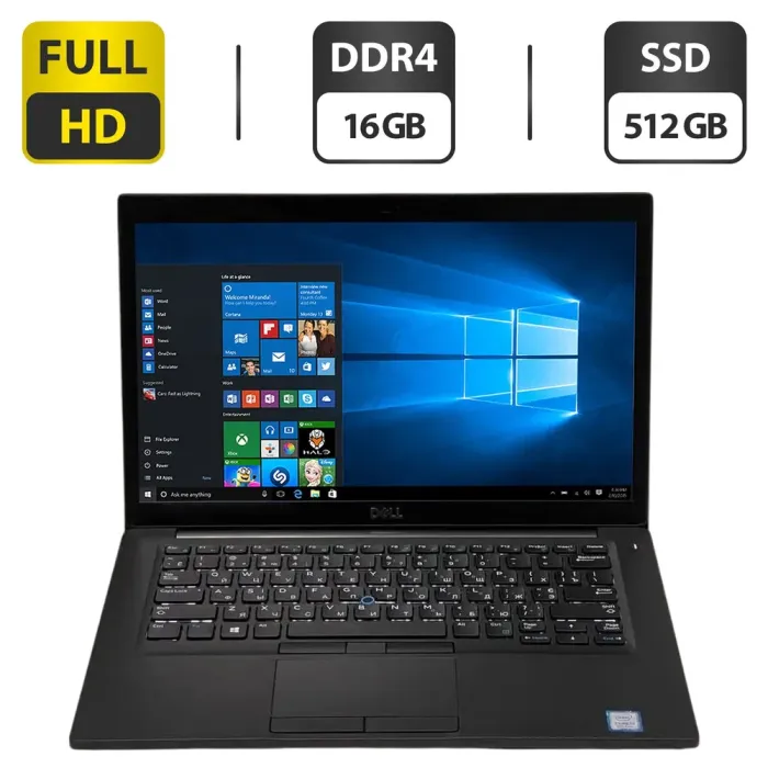 Ноутбук Dell Latitude 7490 / 14" (1920x1080) IPS / Intel Core i5-8350U (4 (8) ядра по 1.7 - 3.6 GHz) / 16 GB DDR4 / 512 GB SSD M.2 / Intel UHD Graphics 620 / WebCam / Windows 10 Pro б/в - зображення 1
