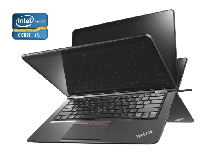 Ультрабук-трансформер Б-клас Lenovo ThinkPad Yoga 14 / 14" (1920x1080) IPS Touch / Intel Core i5-5200U (2 (4) ядра по 2.2 - 2.7 GHz) / 8 GB DDR3 / 256 GB SSD / Intel HD Graphics 5500 / WebCam / Win 10 Home б/в - зображення 1