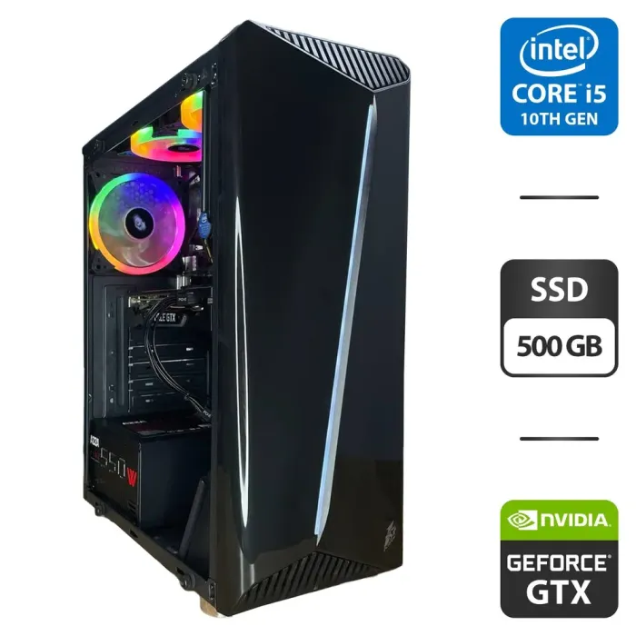 Ігровий ПК 1stPlayer BlackTower / Core i5-10400F (6(12) ядер по 2.9-4.3 GHz) / 16GB DDR4 / 500GB SSD / GeForce GTX 1660 Super, 6GB GDDR6, 192-bit / HDMI / 550W NEW б/в - зображення 1