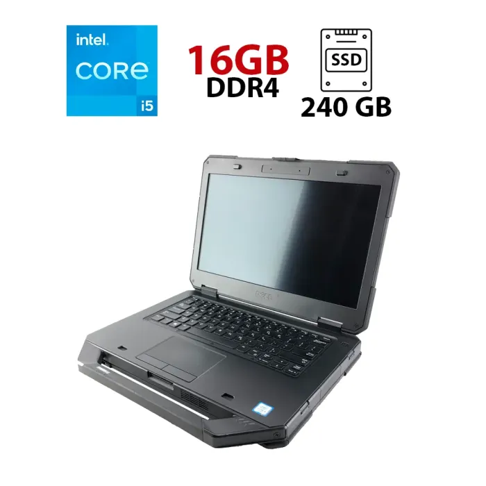 Захищений ноутбук Dell Latitude 5414 Rugged / 14" (1920x1080) IPS Touch / Intel Core i5-6200U (2 (4) ядра по 2.3 - 2.8 GHz) / 16 GB DDR4 / 240 GB SSD / Intel HD Graphics 520 / WebCam б/в - зображення 1