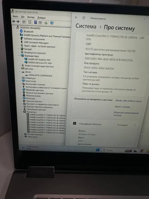Ігровий ноутбук-трансформер Б-клас Lenovo Yoga 720-15IKB / 15.6" (1920x1080) IPS Touch / Intel Core i7-7700HQ (4 (8) ядра по 2.8 - 3.8 GHz) / 16 GB DDR4 / 256 GB SSD / nVidia GeForce GTX 1050, 2 GB GDDR5, 128-bit / WebCam / Win 10 б/в - зображення 10