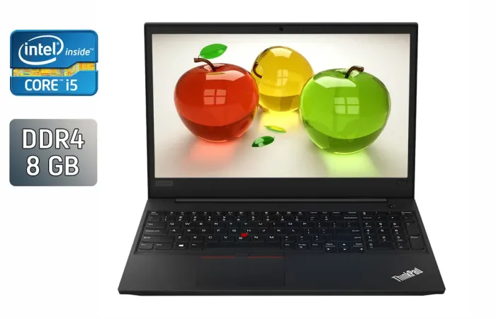 Ноутбук Б-клас Lenovo ThinkPad E590 / 15.6" (1920x1080) IPS / Intel Core i5-8265U (4 (8) ядра по 1.6 - 3.9 GHz) / 8 GB DDR4 / 256 GB SSD / Intel UHD Graphics / WebCam / TouchID / Windows 10 б/в - зображення 1