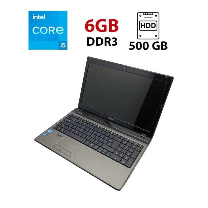 Ноутбук Acer Aspire 5750G / 15.6" (1366x768) TN / Intel Core i5-2450M (2 (4) ядра по 2.5 - 3.1 GHz) / 6 GB DDR3 / 500 GB HDD / nVidia GeForce GT 610M, 1 GB GDDR5, 128-bit / WebCam б/в - зображення 1