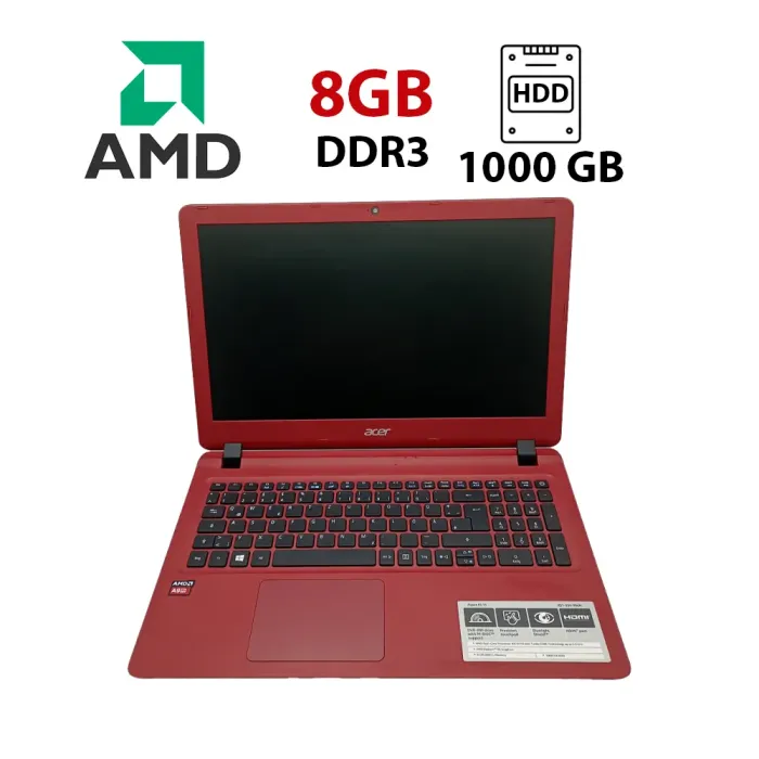 Ноутбук Acer Aspire ES1-524 / 15.6" (1366х768) TN / AMD A9-9410 (2 ядра по 2.9 - 3.5 GHz) / 8 GB DDR3 / 1000 GB HDD / AMD Radeon R5 Graphics / WebCam б/в - зображення 1